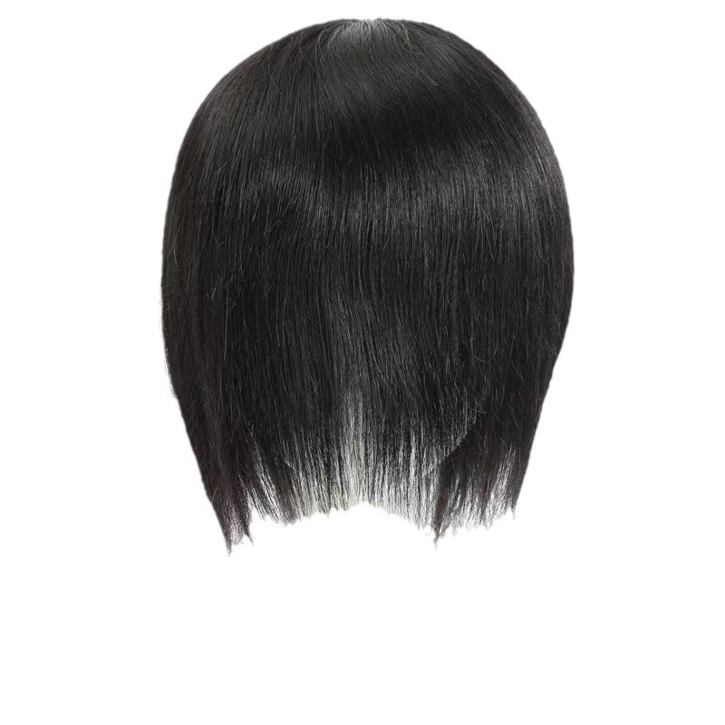 Perucă completă țesută manual, păr real, bob scurt, poate fi vopsită și tratată cu perma, breton drept sau înclinat, perucă pentru femei, aspect natural