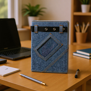 Caiet cu copertă din denim, legare cu copertă tare, hârtie Forest, 80 gsm, 50-100 pagini