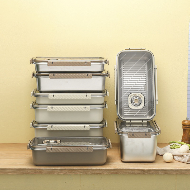 Cutie pentru prânz dreptunghiulară din oțel inoxidabil 304, cu vid, capacitate mare pentru păstrarea prospețimii