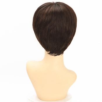 Perucă Louise pentru femei, păr scurt drept, fibră rezistentă la temperatură, mată, acoperire completă a capului