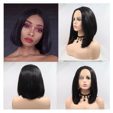 Par părt scurt drept cu dantelă frontală, fibre rezistente la căldură, poate fi vopsită la temperaturi înalte, breton drept înclinat (dantelă frontală, fibre rezistente la căldură, poate fi vopsită la temperaturi înalte, breton: drept și înclinat)