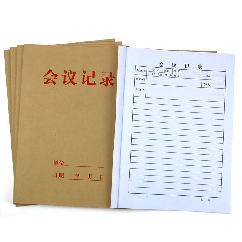 Notebook pentru minutele întâlnirilor, copertă Kraft, legare cu adeziv, pagini 40 gsm din pulpă de lemn, stil birou