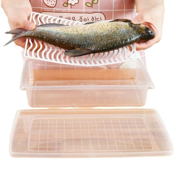 Cutie portabilă din plastic pentru frigider cu drenaj, pentru alimente, sigilată, rezistentă la apă