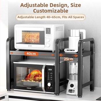 Guansen Polica na mikrovlnnú rúru - Dvojvrstvový kovový úložný priestor, moderný štýl