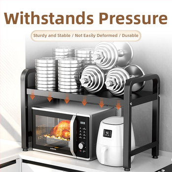 Guansen Polica na mikrovlnnú rúru - Dvojvrstvový kovový úložný priestor, moderný štýl