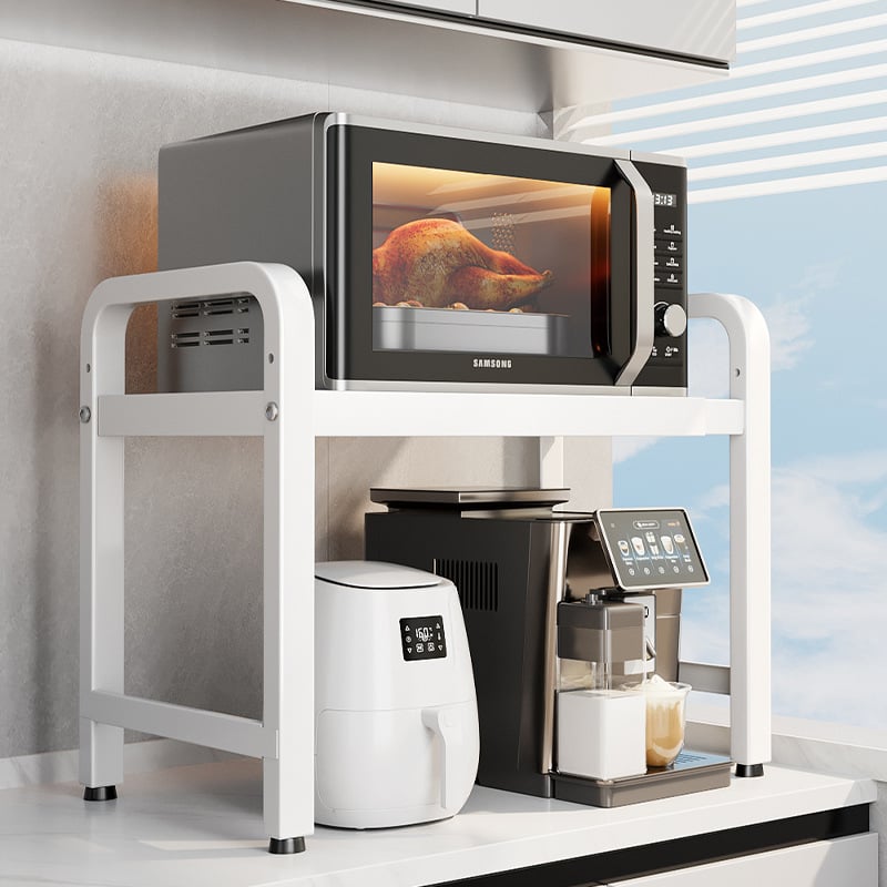 Guansen Polica na mikrovlnnú rúru - Dvojvrstvový kovový úložný priestor, moderný štýl