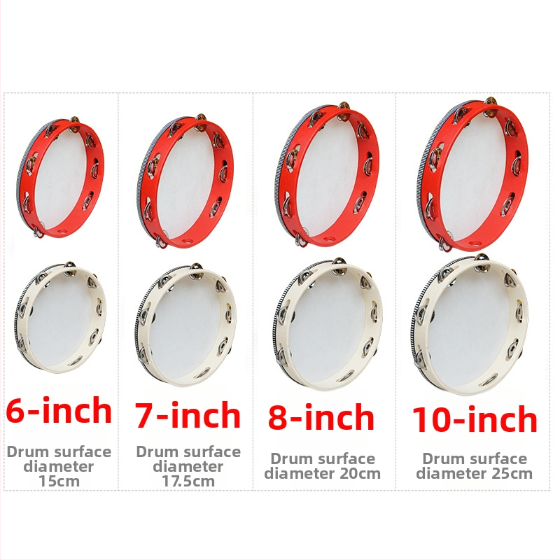 Orffov tamburin za djecu — drveno tijelo, 3C kategorija drvenih igračaka do 14 godina, prikladno za uzrast 4–6 godina, pakiranje: kutija s ilustracijama, kartonska kutija, jednostavna kutija, mrežasta torba