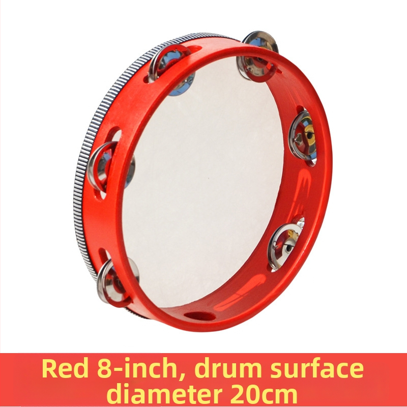 Orffov tamburin za djecu — drveno tijelo, 3C kategorija drvenih igračaka do 14 godina, prikladno za uzrast 4–6 godina, pakiranje: kutija s ilustracijama, kartonska kutija, jednostavna kutija, mrežasta torba