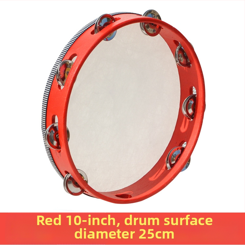 Orffov tamburin za djecu — drveno tijelo, 3C kategorija drvenih igračaka do 14 godina, prikladno za uzrast 4–6 godina, pakiranje: kutija s ilustracijama, kartonska kutija, jednostavna kutija, mrežasta torba