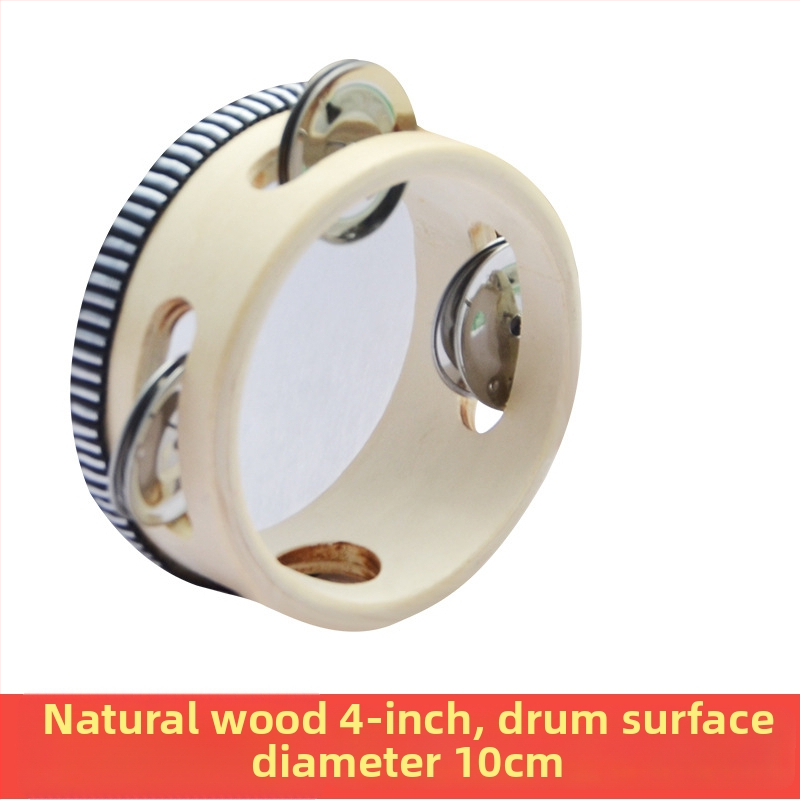 Orffov tamburin za djecu — drveno tijelo, 3C kategorija drvenih igračaka do 14 godina, prikladno za uzrast 4–6 godina, pakiranje: kutija s ilustracijama, kartonska kutija, jednostavna kutija, mrežasta torba