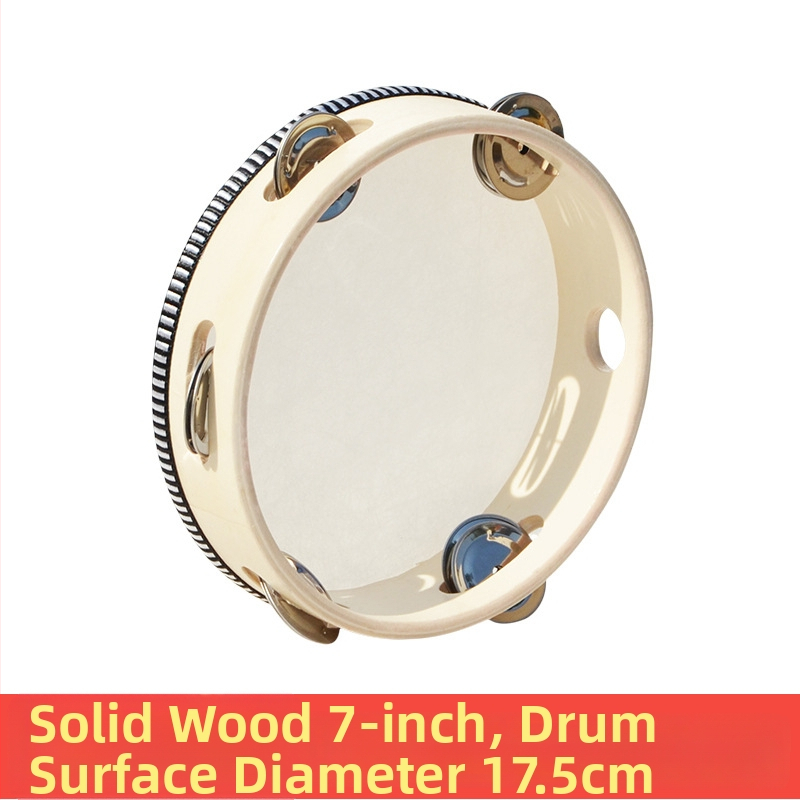 Orffov tamburin za djecu — drveno tijelo, 3C kategorija drvenih igračaka do 14 godina, prikladno za uzrast 4–6 godina, pakiranje: kutija s ilustracijama, kartonska kutija, jednostavna kutija, mrežasta torba