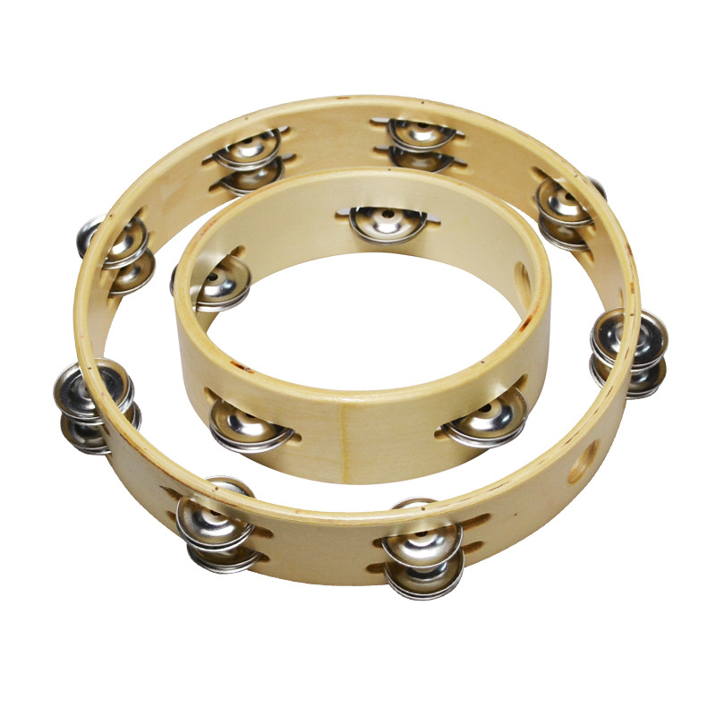 Orffov tamburin za djecu — drveno tijelo, 3C kategorija drvenih igračaka do 14 godina, prikladno za uzrast 4–6 godina, pakiranje: kutija s ilustracijama, kartonska kutija, jednostavna kutija, mrežasta torba