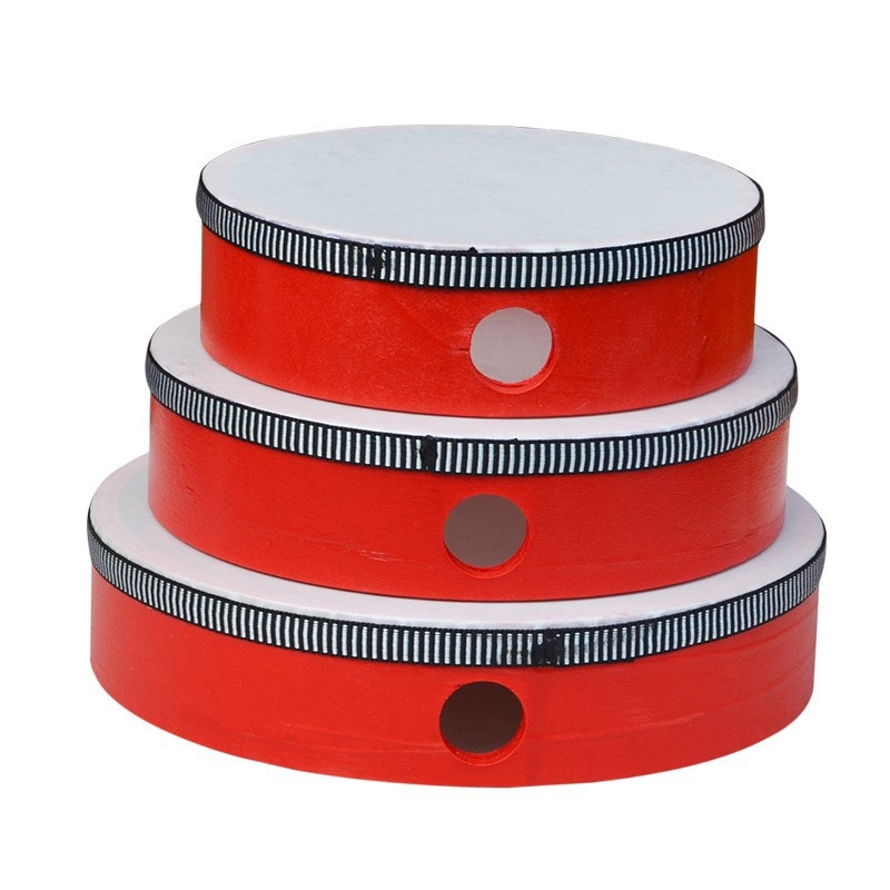 Orffov tamburin za djecu — drveno tijelo, 3C kategorija drvenih igračaka do 14 godina, prikladno za uzrast 4–6 godina, pakiranje: kutija s ilustracijama, kartonska kutija, jednostavna kutija, mrežasta torba