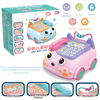 Elektrická detská hračka telefón s diaľkovým ovládaním, nahrávanie, hudba a vokalizácia, akusto-optická projekcia