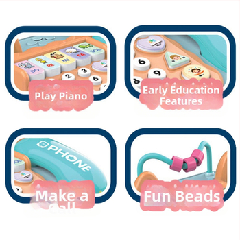 Elektrická detská hračka telefón s diaľkovým ovládaním, nahrávanie, hudba a vokalizácia, akusto-optická projekcia