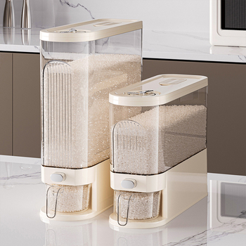 Recipient pentru depozitarea orezului, design îngust și lung, sigilat, rezistent la umezeală și insecte, plastic PP alimentar, capacitate 9-10 L