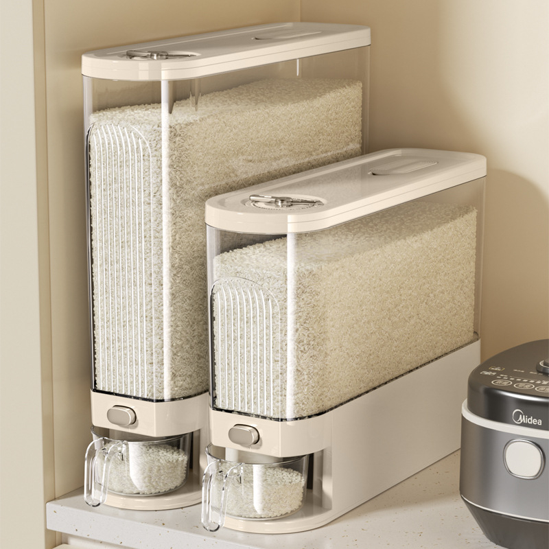 Recipient pentru depozitarea orezului, design îngust și lung, sigilat, rezistent la umezeală și insecte, plastic PP alimentar, capacitate 9-10 L