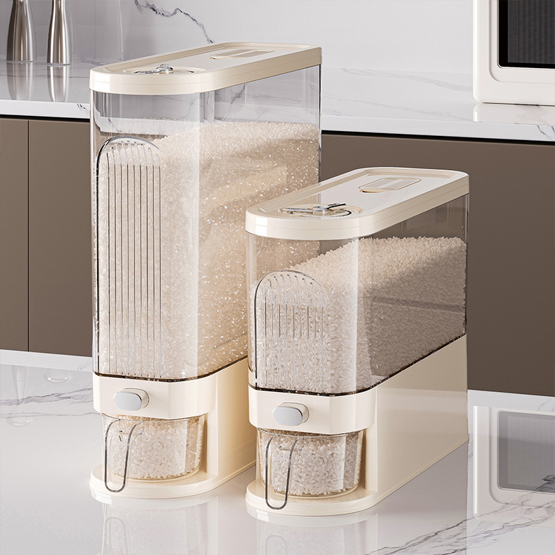 Recipient pentru depozitarea orezului, design îngust și lung, sigilat, rezistent la umezeală și insecte, plastic PP alimentar, capacitate 9-10 L