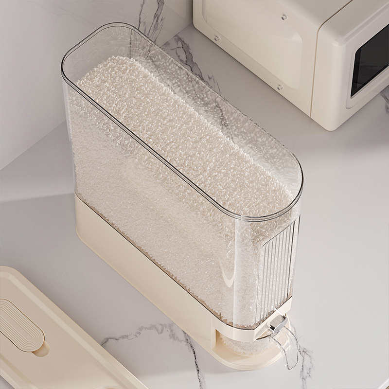 Recipient pentru depozitarea orezului, design îngust și lung, sigilat, rezistent la umezeală și insecte, plastic PP alimentar, capacitate 9-10 L