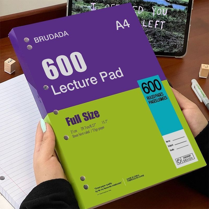 Bilježnica s ljepilnim povezom, papir od drvene celuloze 80 g/m², 50–100 stranica, kreativni stil.