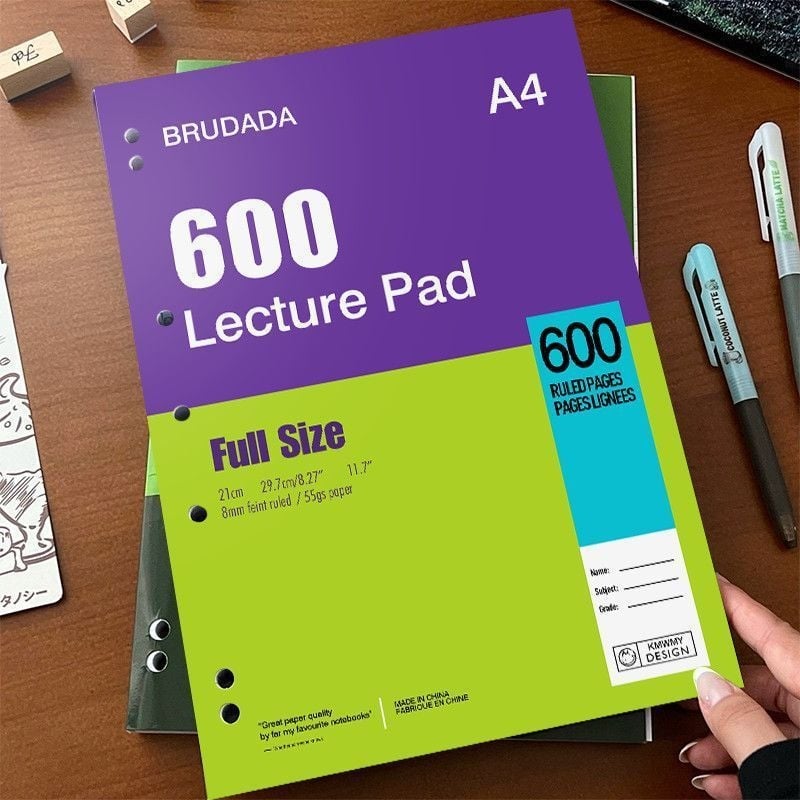 Bilježnica s ljepilnim povezom, papir od drvene celuloze 80 g/m², 50–100 stranica, kreativni stil.