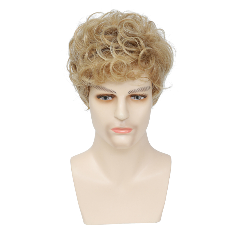 Férfi rövid paróka Rose Net sapkával, géppel készített szintetikus haj, hőálló, modell YN398