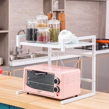 Kinyúló mikrohullámú sütő állvány asztali használatra, tároló rekesszel, acélkeret, karbonacél anyag, Qiao Yi, modell QYWBL-6531-BK/WH, stílus Modern egyszerűség