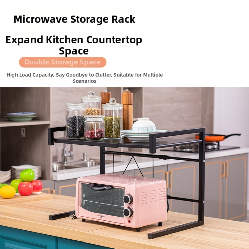 Kinyúló mikrohullámú sütő állvány asztali használatra, tároló rekesszel, acélkeret, karbonacél anyag, Qiao Yi, modell QYWBL-6531-BK/WH, stílus Modern egyszerűség