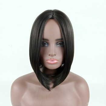 Перука с къса права коса, средни чёлки - модел 740, материал: високотемпературна нишка, може да се боядисва, марка Xiangyi