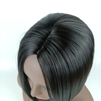 Перука с къса права коса, средни чёлки - модел 740, материал: високотемпературна нишка, може да се боядисва, марка Xiangyi