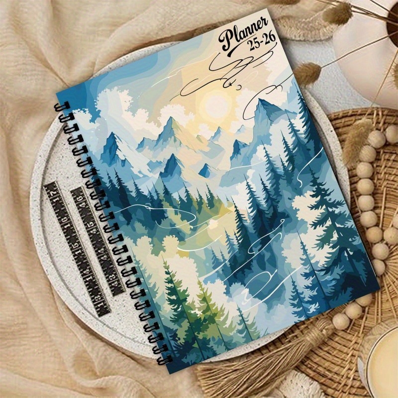 Μηνιαίος προγραμματιστής διασυνοριακού ηλεκτρονικού εμπορίου με Gradient ορεινό τοπίο τέχνης — σημειωματάριο, 50 σελίδες, χαρτί 80 g/m², δυνατότητα προσαρμογής