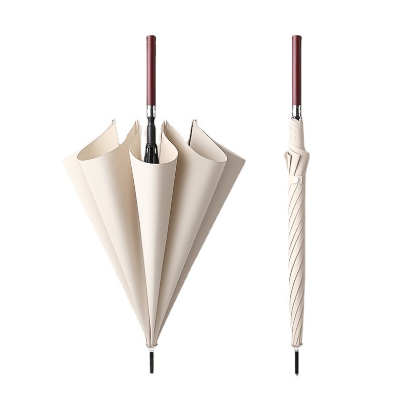 Автоматичен чадър с дълга дървена дръжка за мъже, ветроустойчив, 16 ребра, стоманена ос