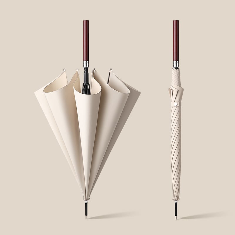 Автоматичен чадър с дълга дървена дръжка за мъже, ветроустойчив, 16 ребра, стоманена ос