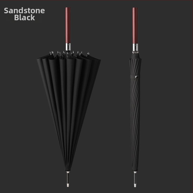 Автоматичен чадър с дълга дървена дръжка за мъже, ветроустойчив, 16 ребра, стоманена ос