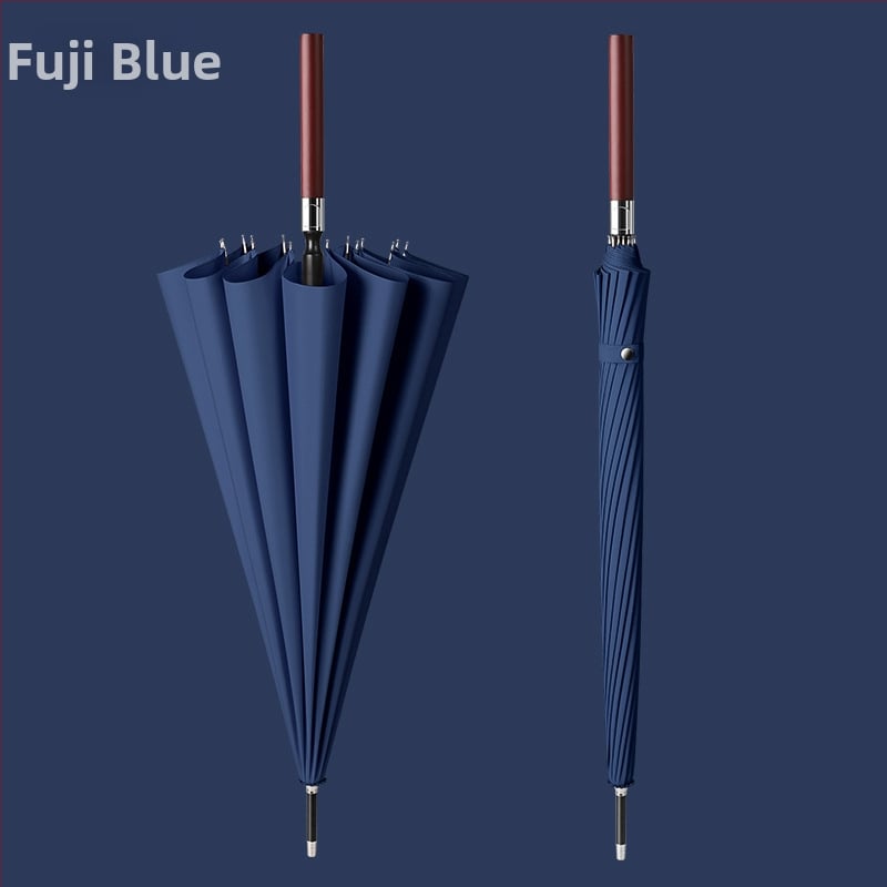 Автоматичен чадър с дълга дървена дръжка за мъже, ветроустойчив, 16 ребра, стоманена ос