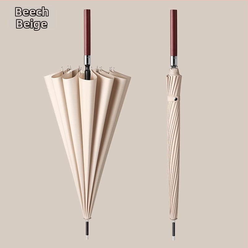 Автоматичен чадър с дълга дървена дръжка за мъже, ветроустойчив, 16 ребра, стоманена ос