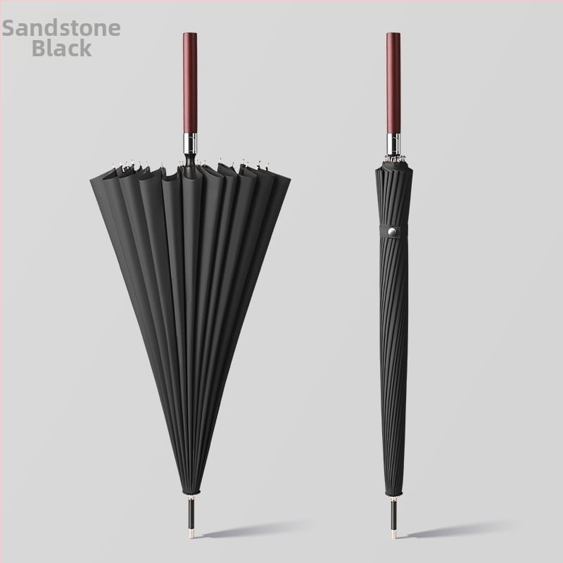 Автоматичен чадър с дълга дървена дръжка за мъже, ветроустойчив, 16 ребра, стоманена ос