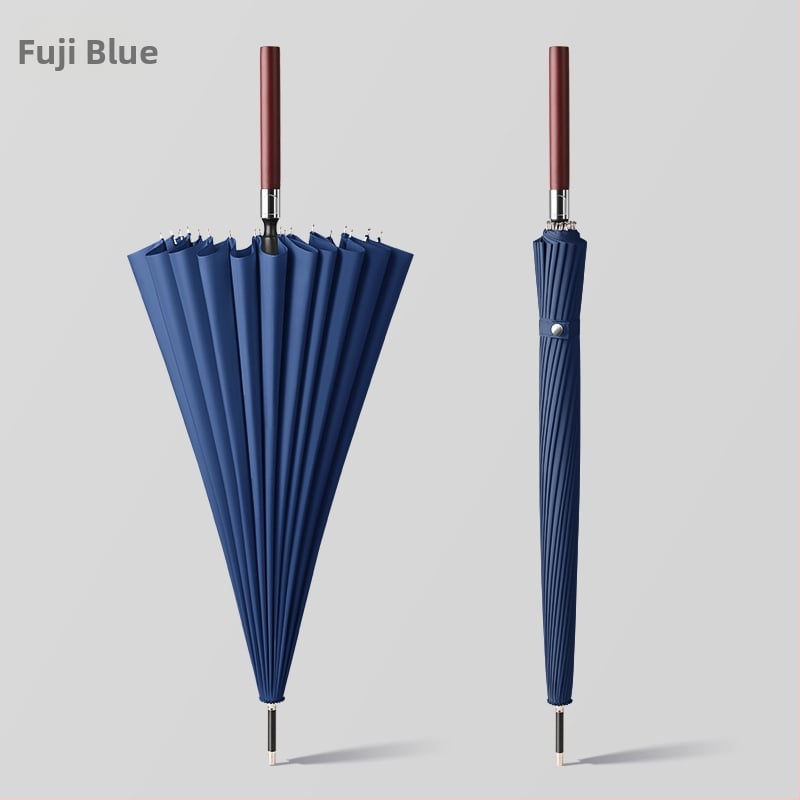 Автоматичен чадър с дълга дървена дръжка за мъже, ветроустойчив, 16 ребра, стоманена ос