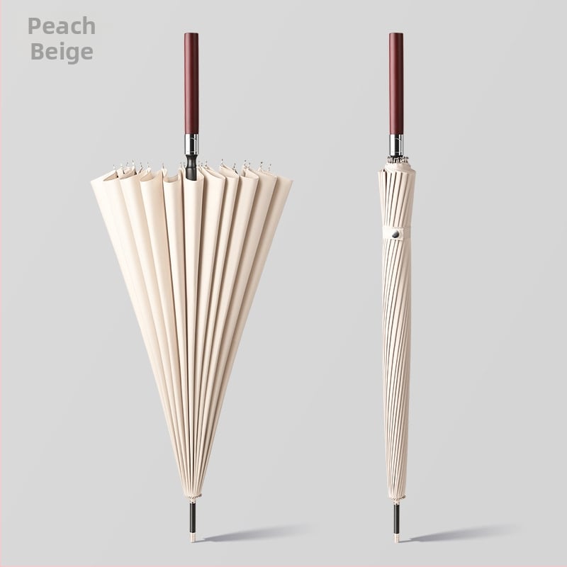 Автоматичен чадър с дълга дървена дръжка за мъже, ветроустойчив, 16 ребра, стоманена ос