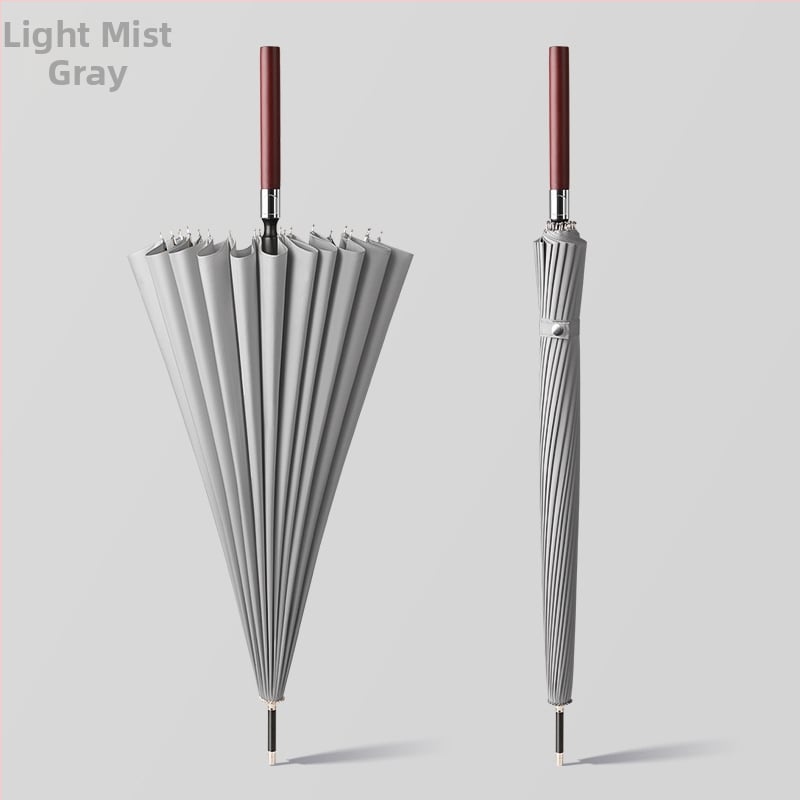 Автоматичен чадър с дълга дървена дръжка за мъже, ветроустойчив, 16 ребра, стоманена ос