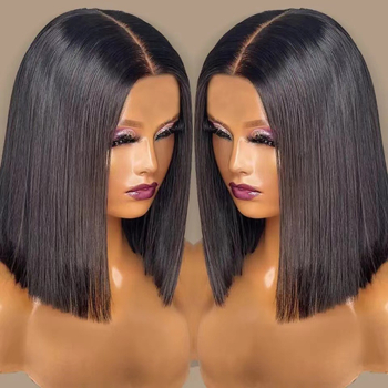Elülső csipés paróka, Yaki bob, 13x4 csipés, kinky straight