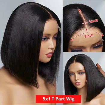 Elülső csipés paróka, Yaki bob, 13x4 csipés, kinky straight