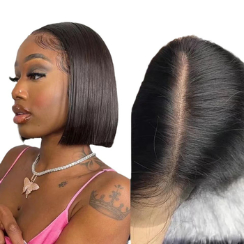 Elülső csipés paróka, Yaki bob, 13x4 csipés, kinky straight