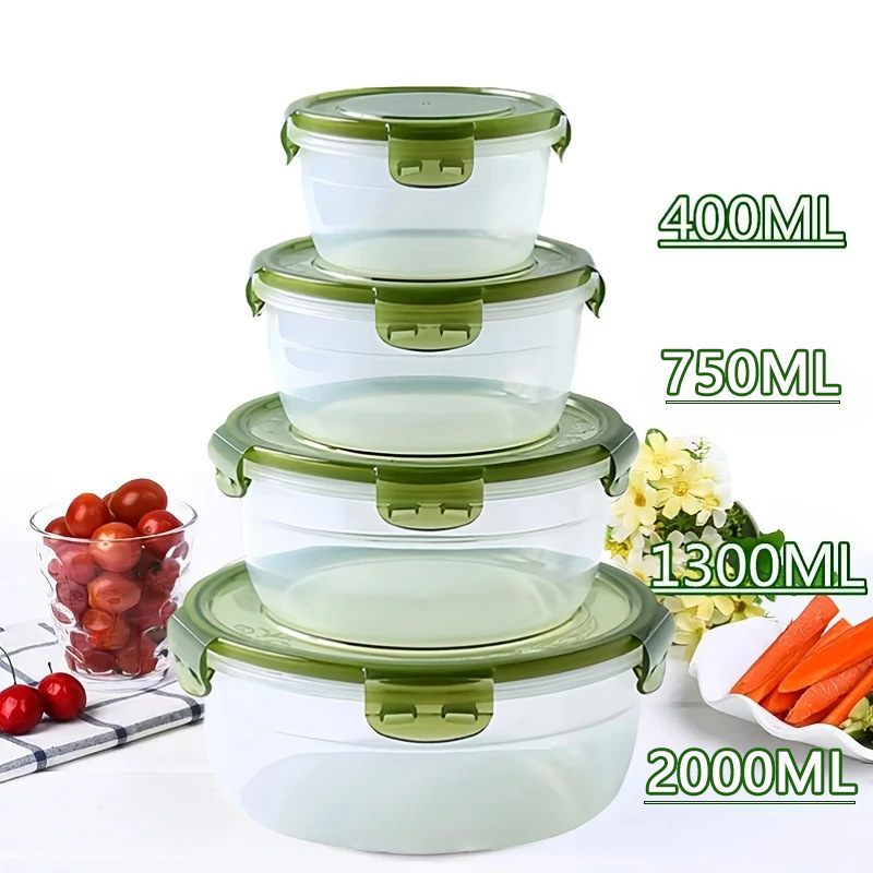 Plastična zatvorena kutija za obrok, hrana klase, mikrovalna sigurnost, okrugla, 2.1–3 L