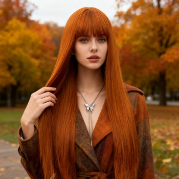 Baifumi perika u korejskom stilu s prozračnom fringeom, duga ravna kosa, termička vlakna za cosplay