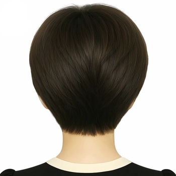 Rövid egyenes paróka – valódi emberi hajból, Modell Short Straight Hair 01, Szürkés haj fedése és volumen növelése, Mechanikus feldolgozás, Frufru: egyenes vagy ferde