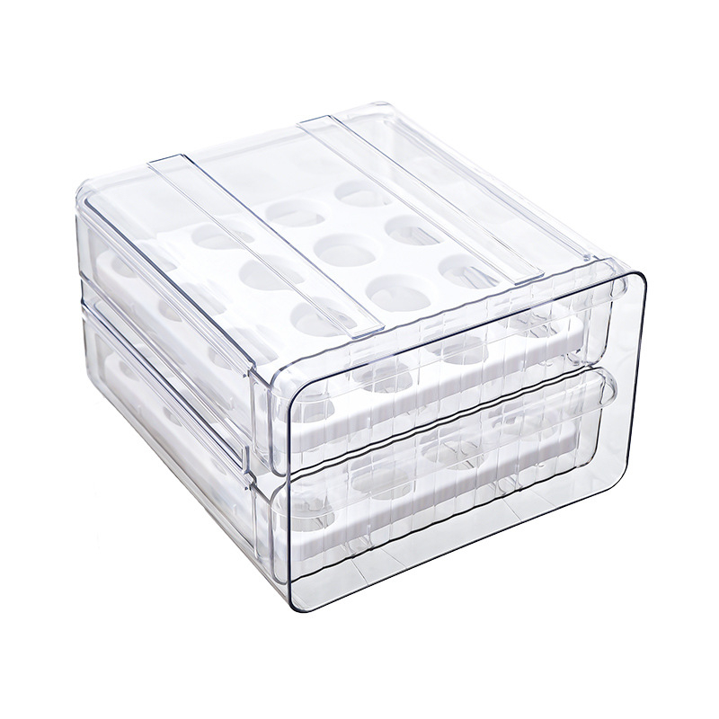 Прозрачна кутия за хладилник с чекмедже за яйца, многоетажна за съхранение на храни и запазване на свежест