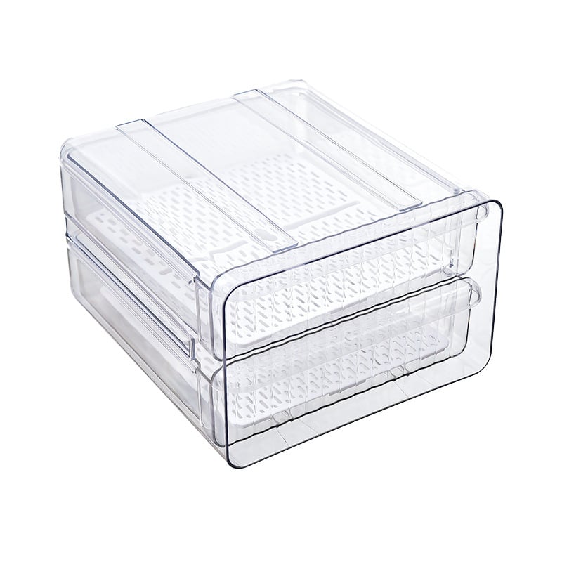 Прозрачна кутия за хладилник с чекмедже за яйца, многоетажна за съхранение на храни и запазване на свежест