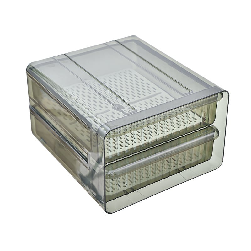 Прозрачна кутия за хладилник с чекмедже за яйца, многоетажна за съхранение на храни и запазване на свежест