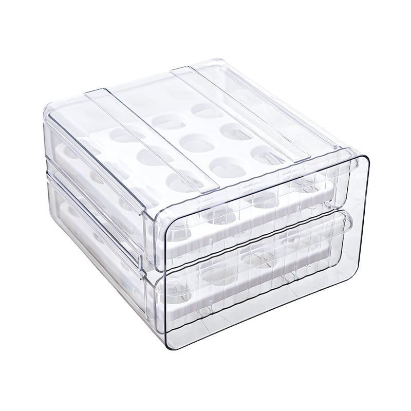 Прозрачна кутия за хладилник с чекмедже за яйца, многоетажна за съхранение на храни и запазване на свежест